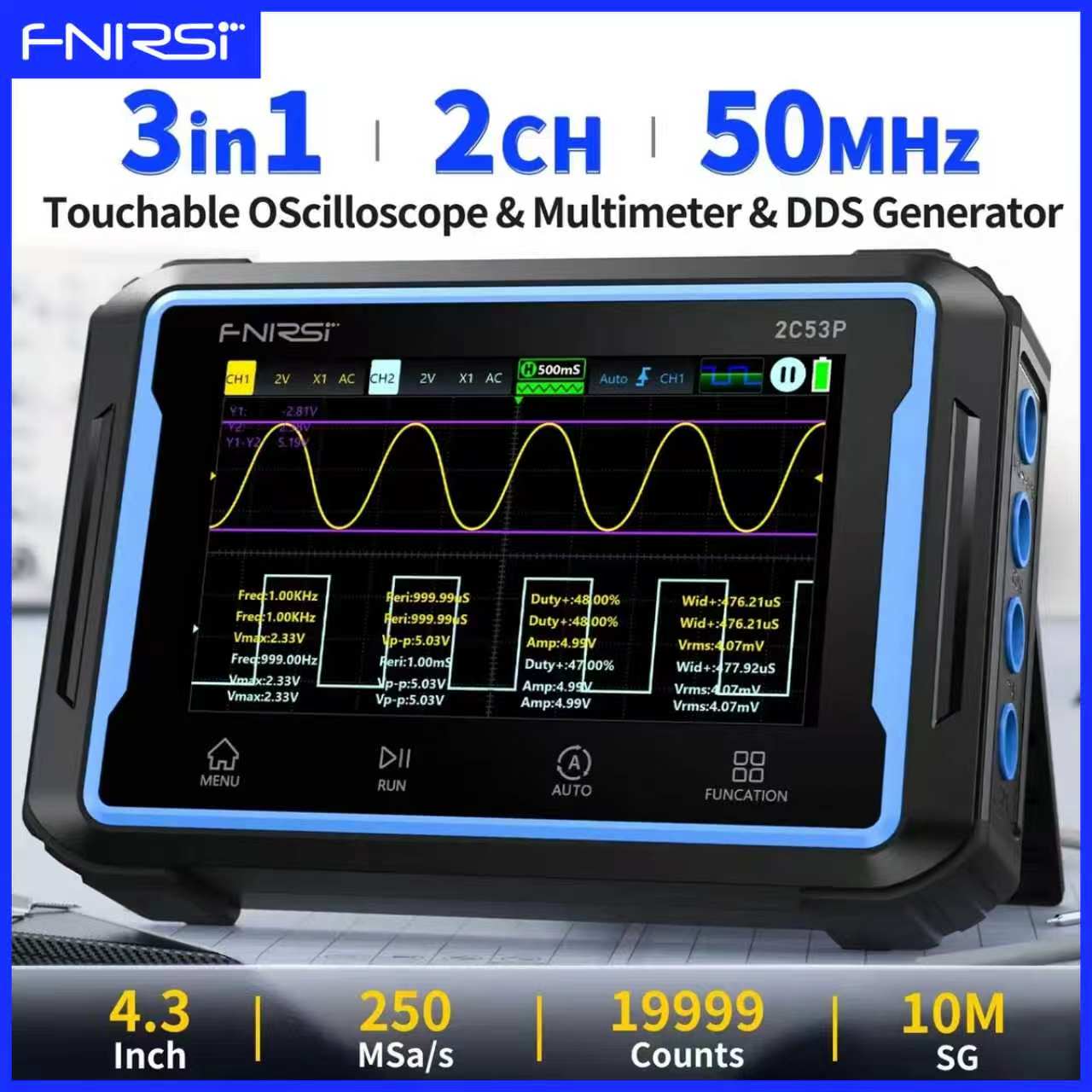 FNIRSI 2C53P Osiloskop Digital - Signal Generator Spectrum Analyzer ulasan dan harga